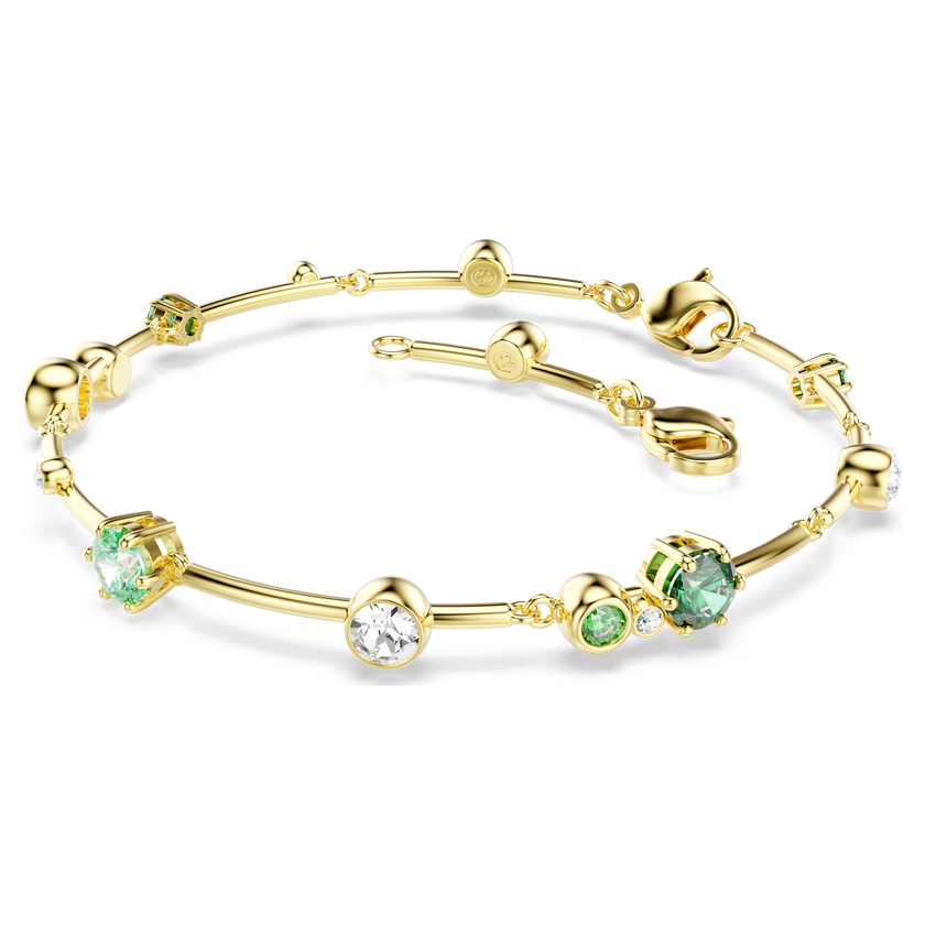 swarovski constella bracelet  mixed cuts  green  gold tone plated