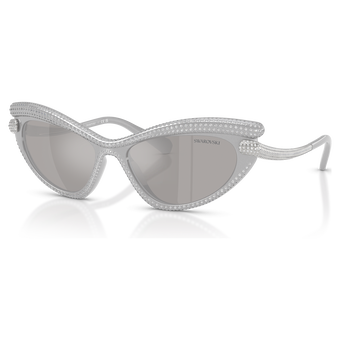swarovski sunglasses  cat eye shape  silver tone