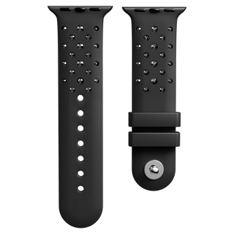 swarovski watch strap  silicone with stitching  black  stainless steel