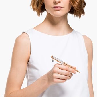 swarovski crystalline evil eye ballpoint pen  white  rose gold tone plated