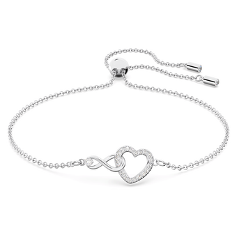 swarovski hyperbola bracelet infinity and heart white rhodium plated
