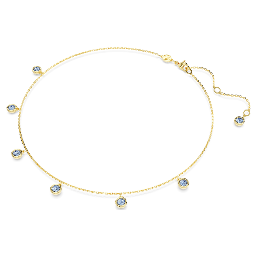 swarovski imber necklace  round cut  light blue  gold tone plated