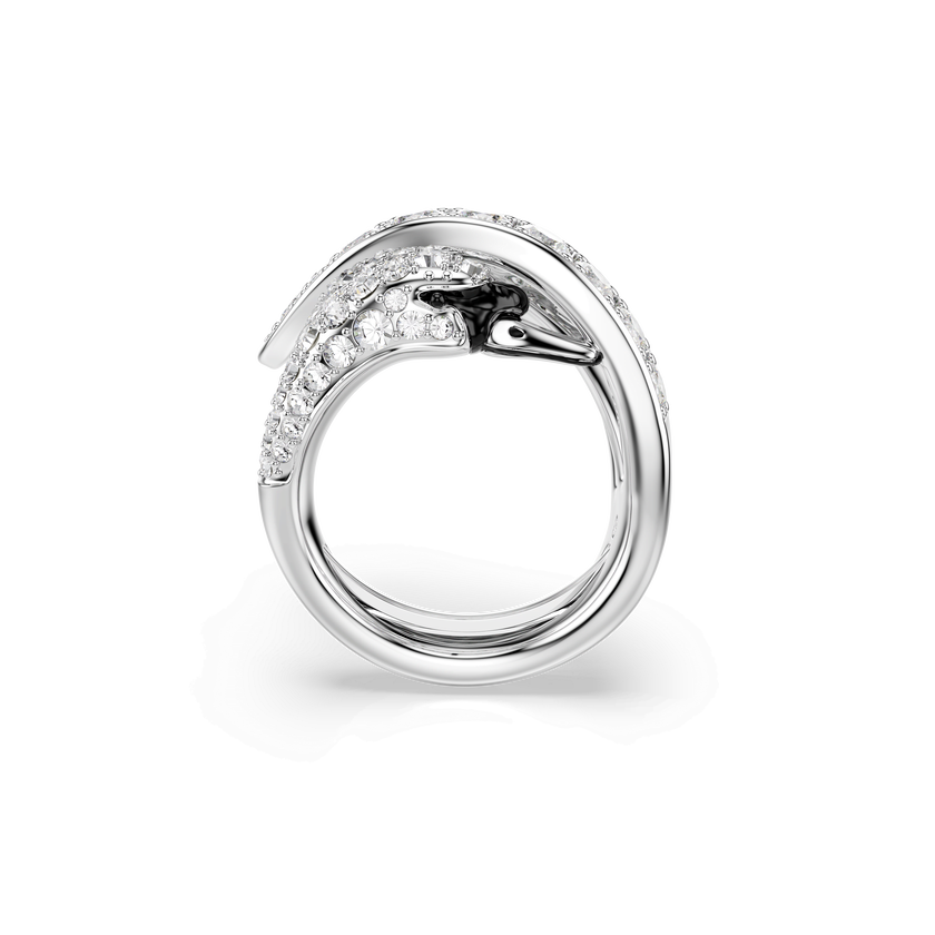swarovski vienna cocktail ring  mixed cuts  swan  white  rhodium plated