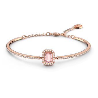 swarovski una bangle octagon cut pav pink rose gold tone plated