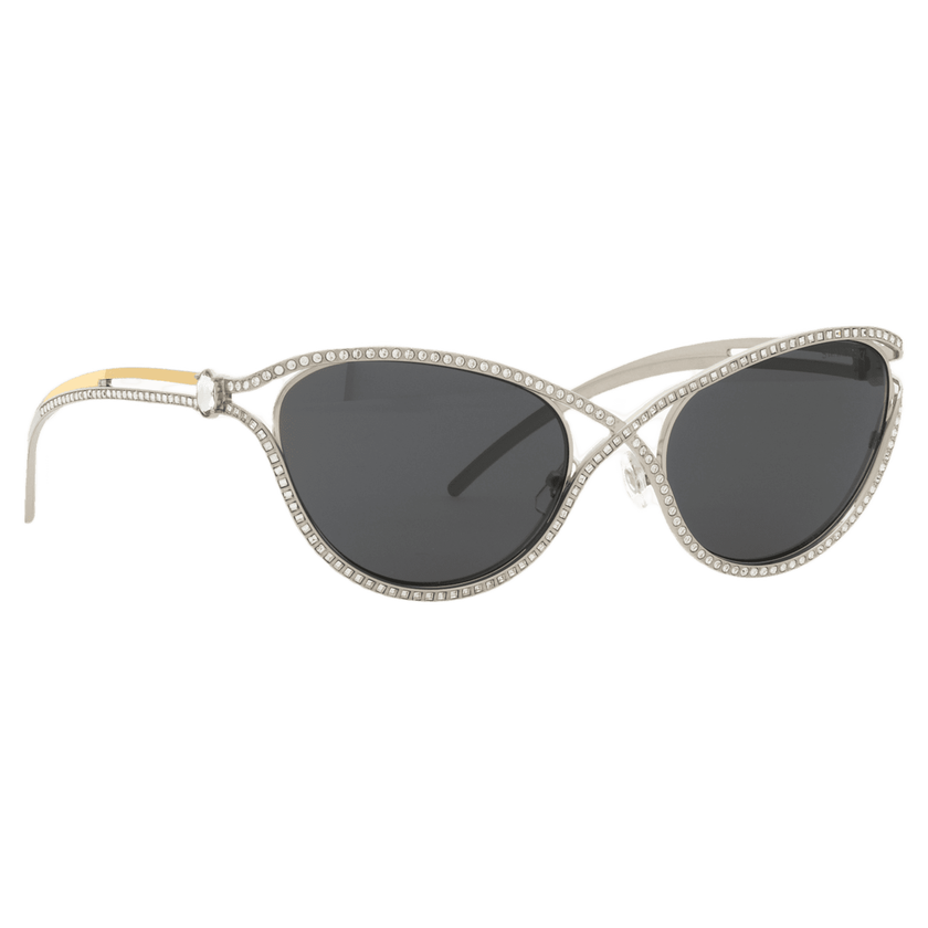 swarovski sunglasses  cat eye shape  sk7025  silver tone