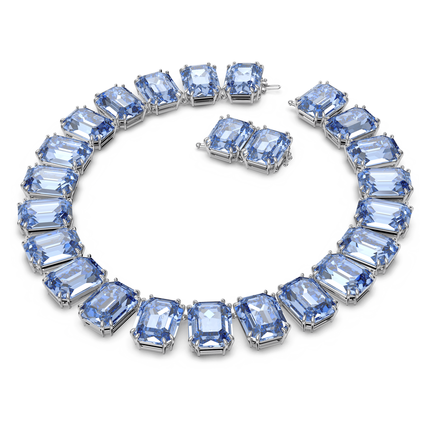 swarovski millenia necklace  octagon cut crystals  blue  rhodium plated