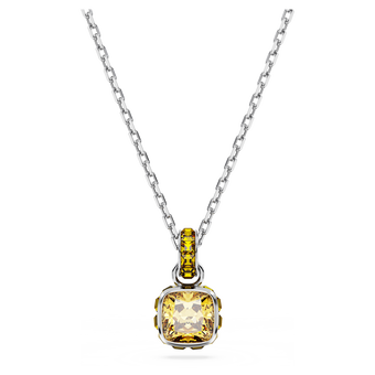 swarovski birthstone pendant square cut november yellow rhodium plated