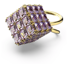 swarovski curiosa cocktail ring square purple gold tone plated