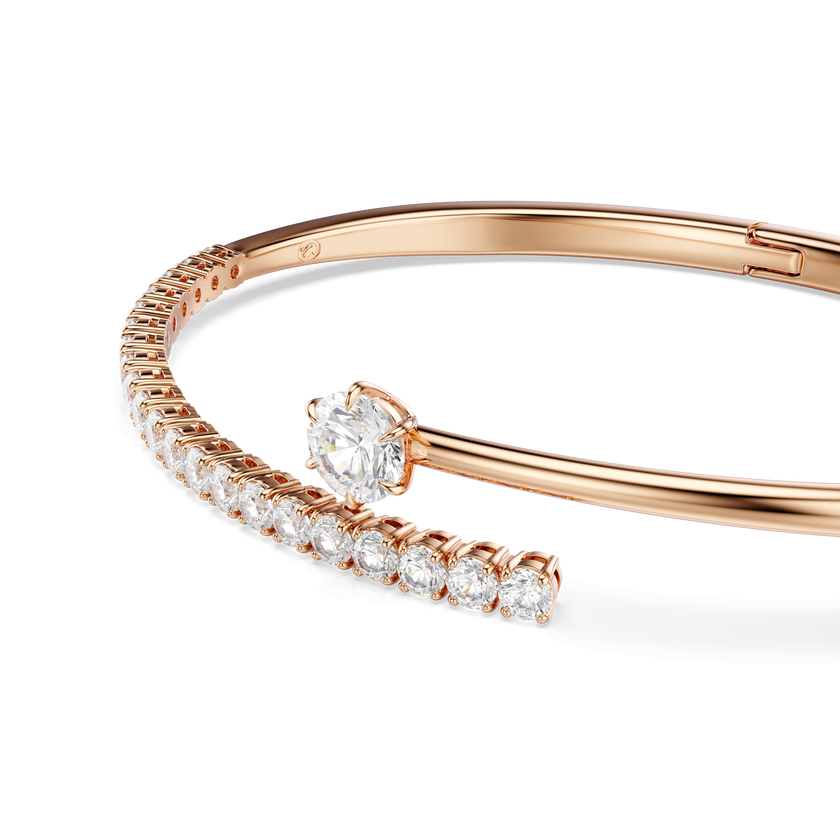 swarovski matrix bangle  round cut  white  18k rose gold finish