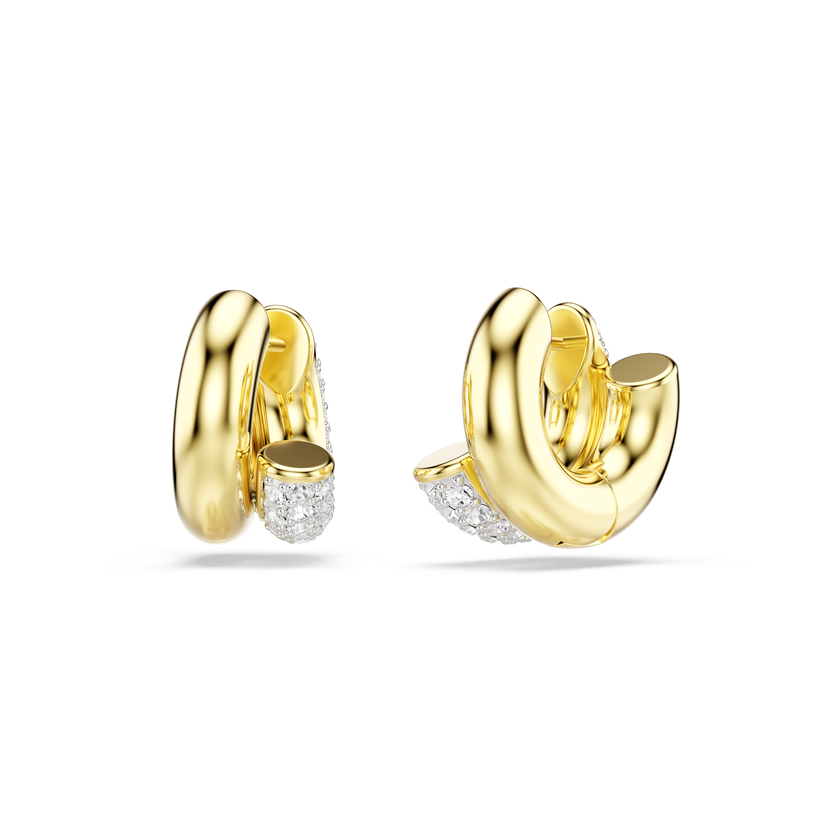 swarovski dextera hoop earrings  round cut  mini  white  gold tone plated