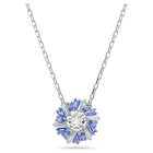 swarovski idyllia pendant mixed cuts flower blue rhodium plated
