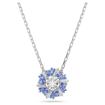 swarovski idyllia pendant mixed cuts flower blue rhodium plated