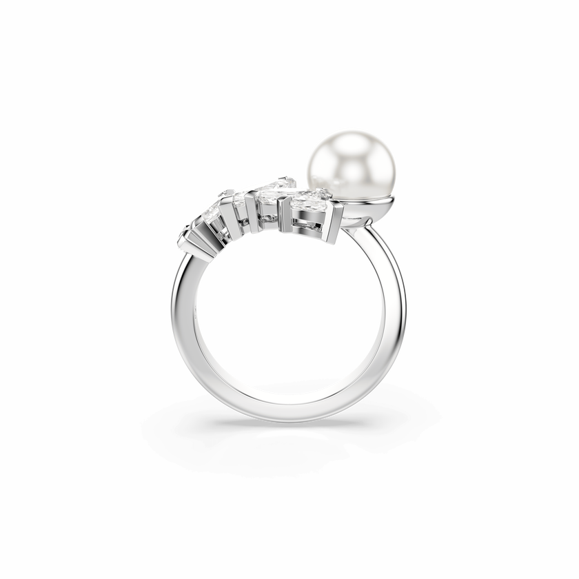 swarovski mesmera open ring  crystal pearl  marquise cut  white  rhodium plated