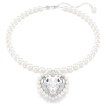 ariana grande x swarovski necklace crystal pearl heart cut heart white rhodium plated