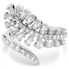 swarovski vienna open ring  mixed cuts  feather  white  rhodium plated