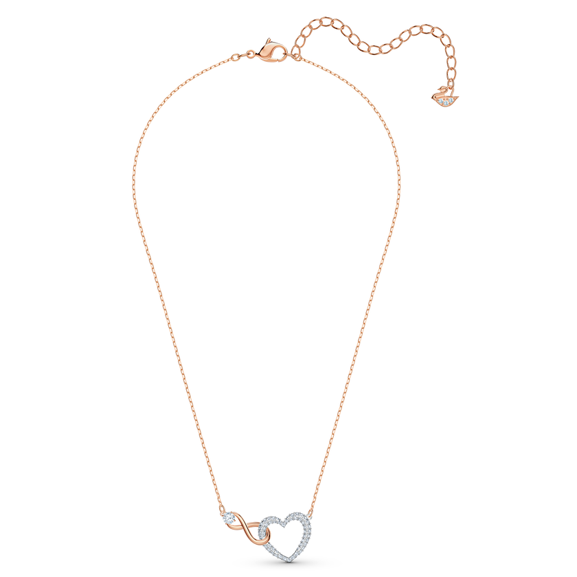 swarovski infinity heart set  white  mixed metal finish