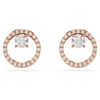 swarovski constella stud earrings round cut white rose gold tone plated