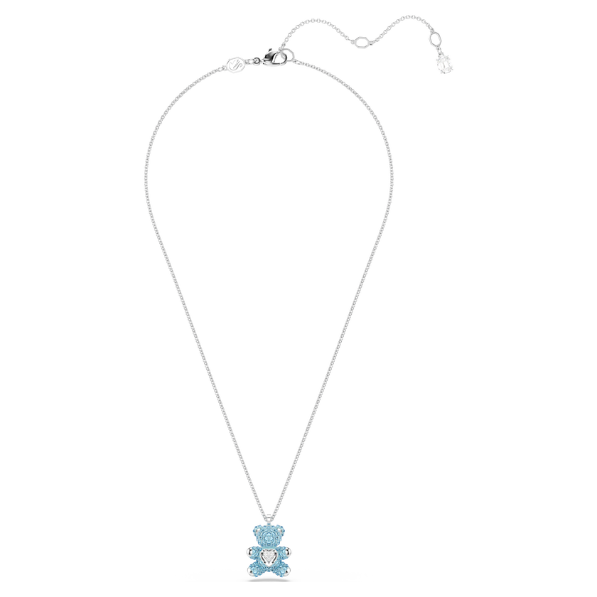 swarovski teddy pendant  bear  blue  rhodium plated