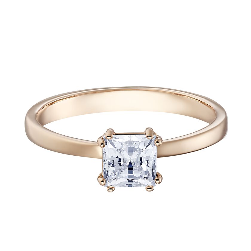 Attract Motif Ring, White, Rose-gold tone plated