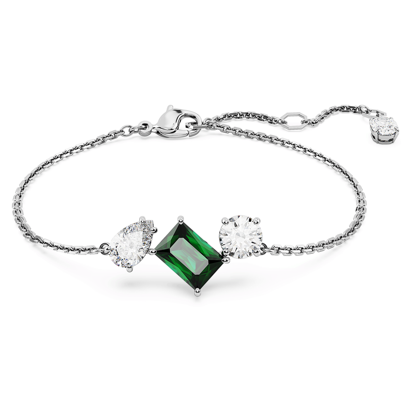 swarovski mesmera bracelet  mixed cuts  green  rhodium plated