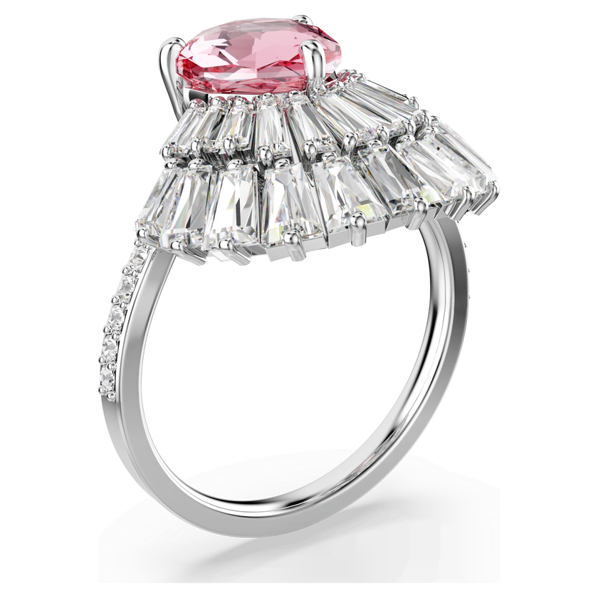 swarovski idyllia cocktail ring  mixed cuts  shell  pink  rhodium plated