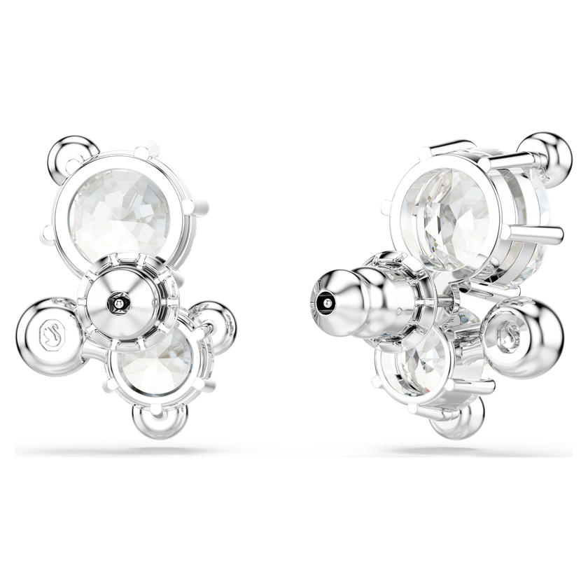 swarovski constella stud earrings  round cut  white  rhodium plated