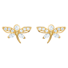 Magnetic Dragonfly Stud Pierced Earrings, Light Multi, Gold-tone plated