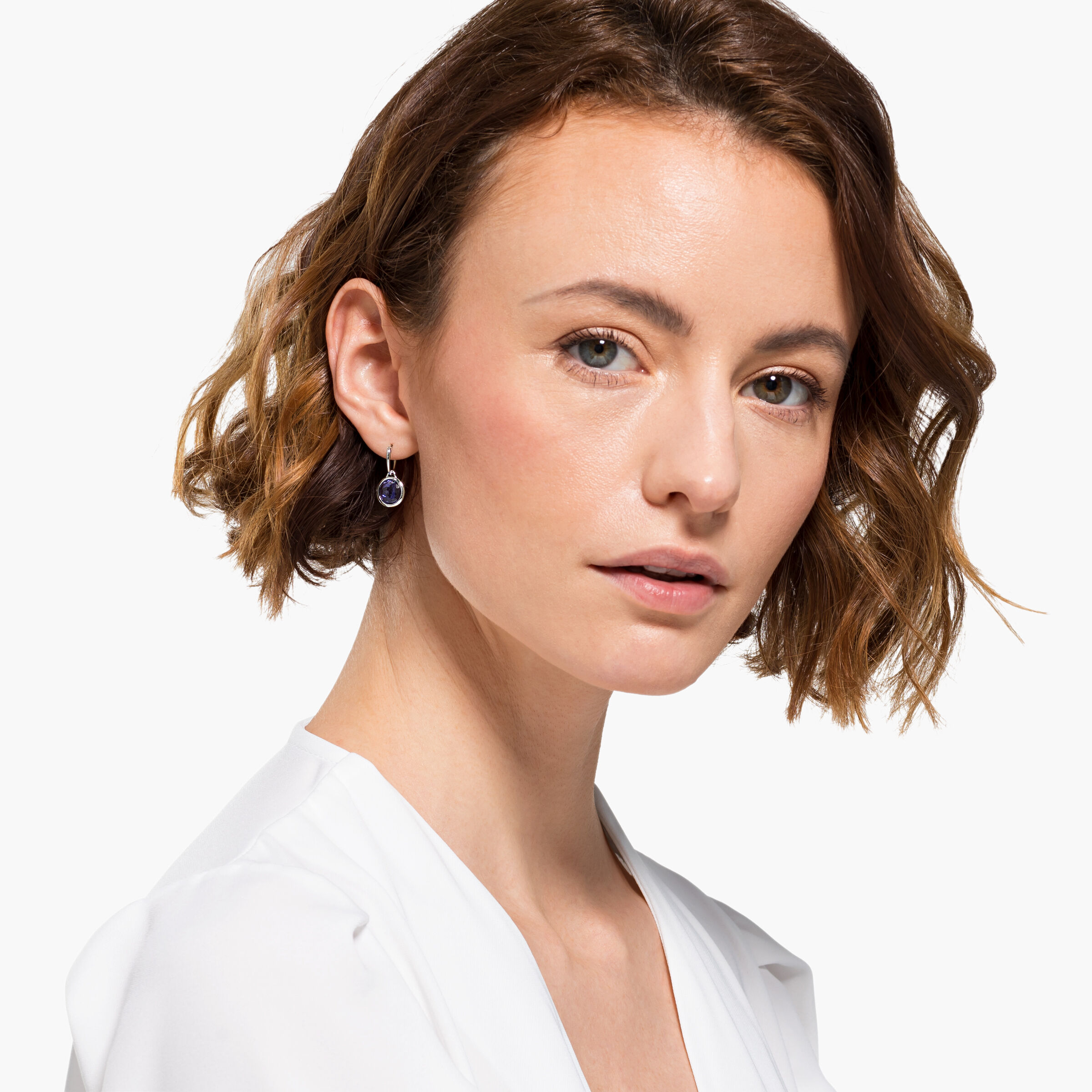 Buy Swarovski Tahlia Mini Hoop Pierced Earrings Purple Rhodium plated