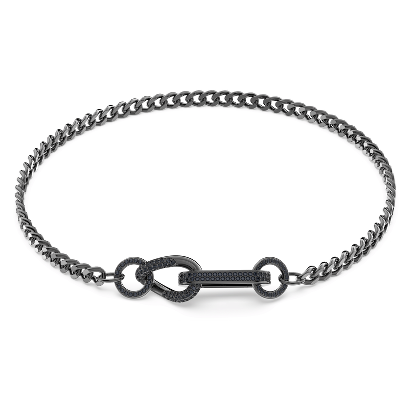 swarovski dextera necklace  pav   mixed links  black  ruthenium plated