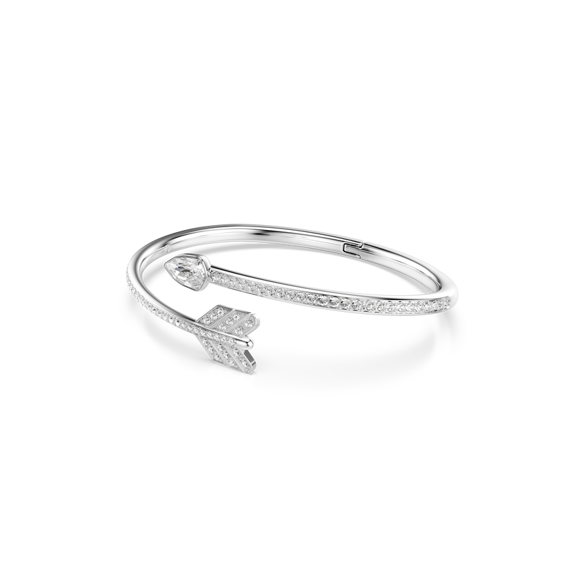 swarovski idyllia bangle  mixed cuts  arrow  white  rhodium plated
