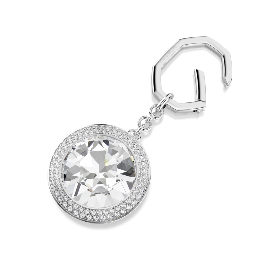 swarovski bag charm  round cut  white  rhodium plated