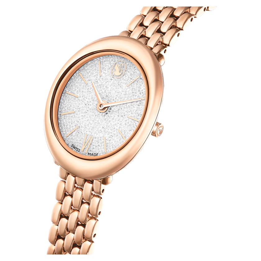 swarovski imber oval watch  swiss made  metal bracelet  gold tone  rose gold tone finish