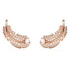 swarovski nice stud earrings feather white rose gold tone plated