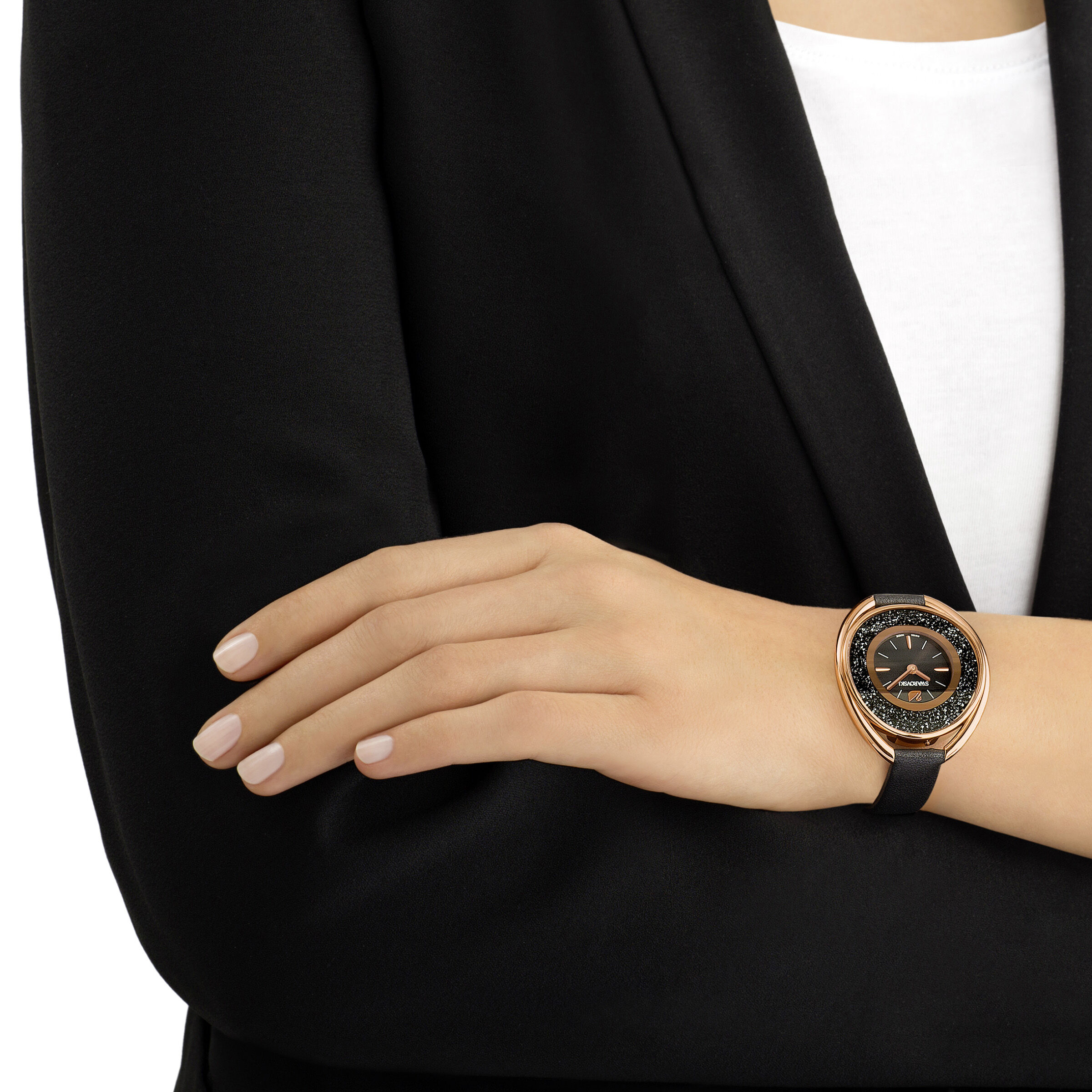 Buy Swarovski Crystalline Oval Watch Gray Rose Gold Tone
