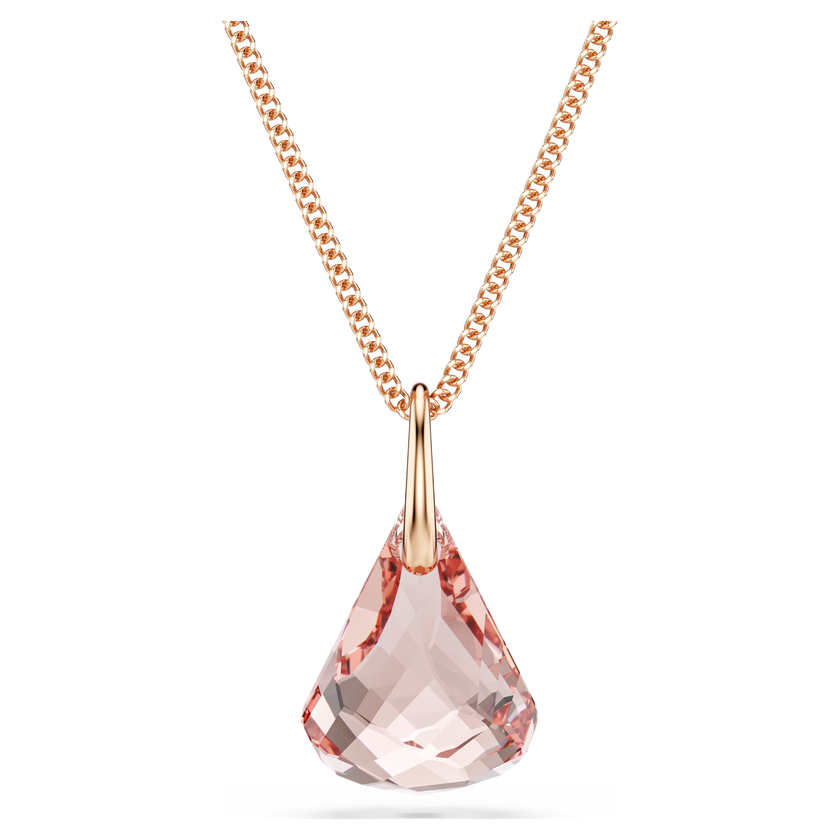swarovski lunar drop pendant  pink  18k rose gold finish