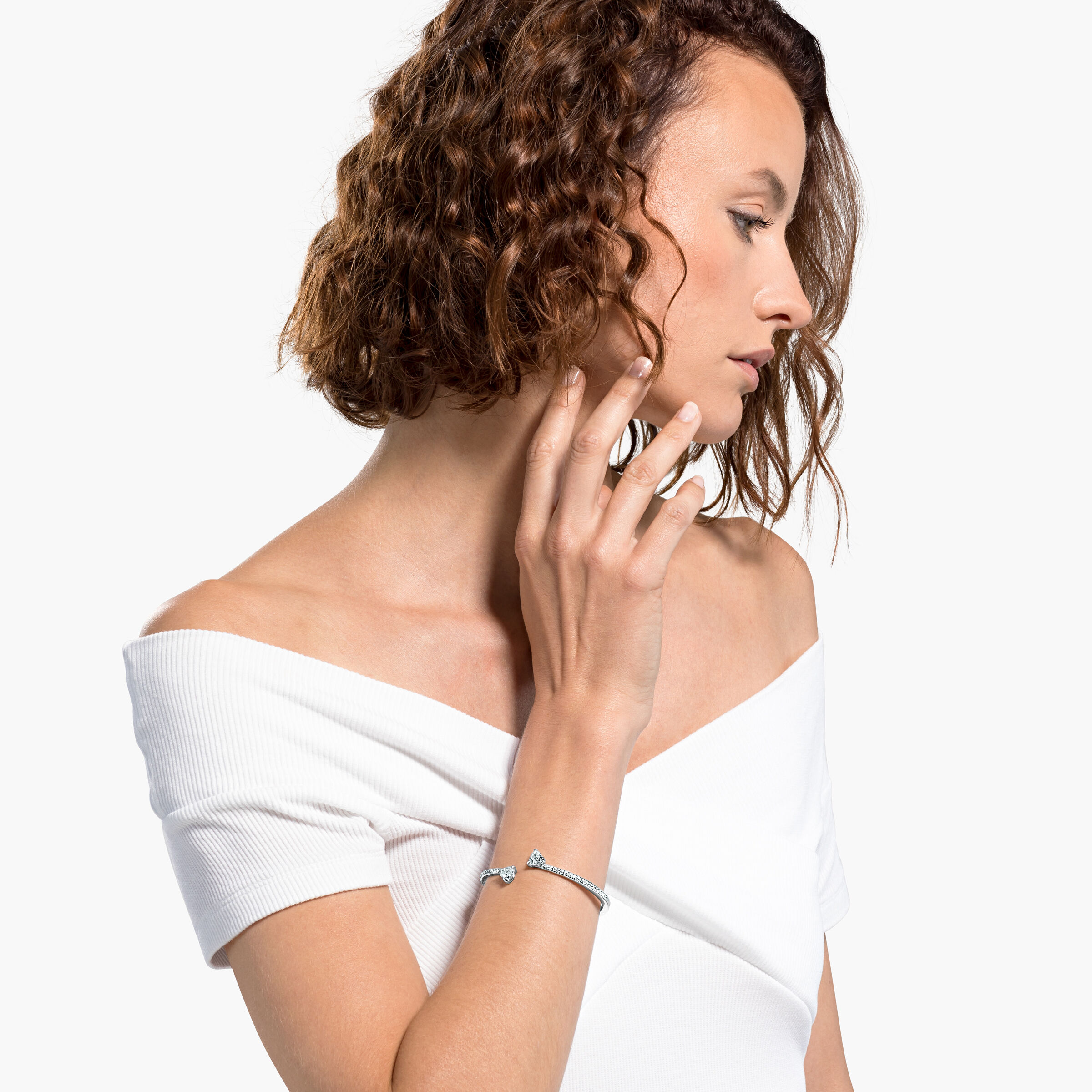 Attract Soul Heart Bangle White Rhodium plated