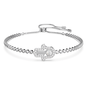 swarovski subtle bracelet  hand  white  rhodium plated