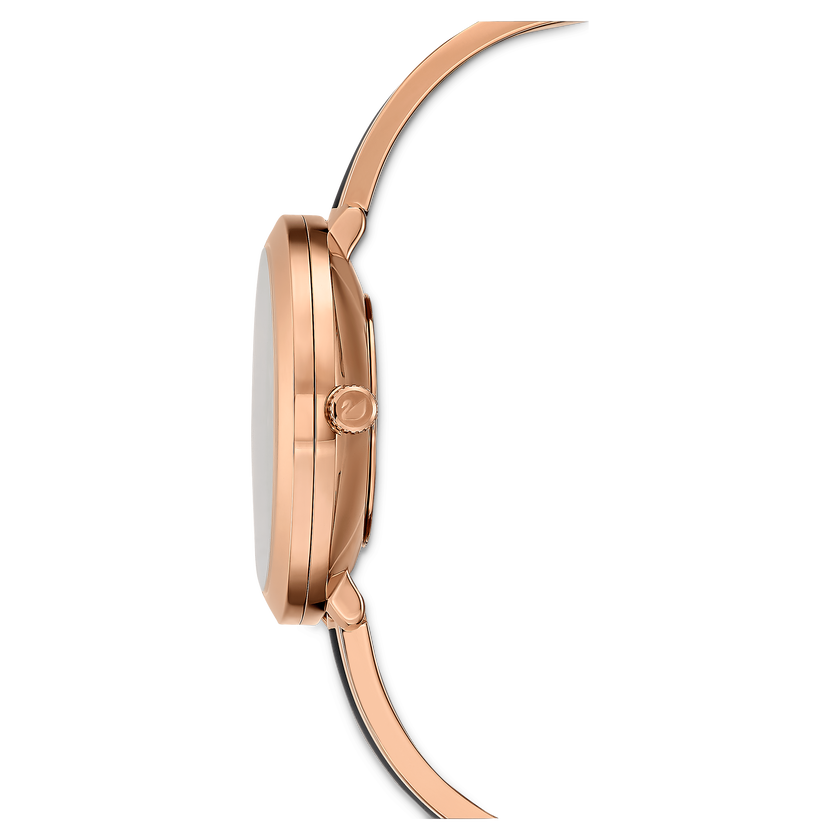 swarovski crystalline delight watch  swiss made  metal bracelet  black  rose gold tone finish