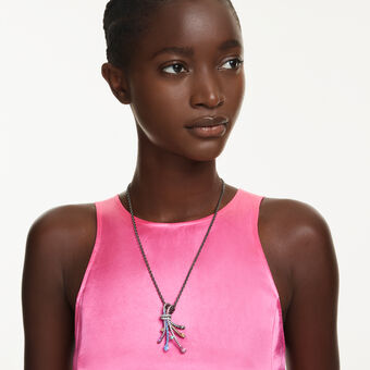 swarovski matrix pendant and brooch  mixed cuts  bouquet  multicolored  ruthenium plated