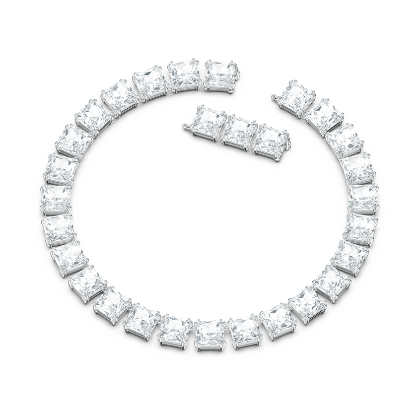 Buy Swarovski Millenia necklace, Square cut crystals, White, Rhodium ...