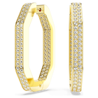 Dextera hoop earrings, Octagonal, White, Gold-tone plated