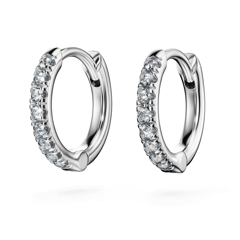 swarovski eternity hoop earrings  laboratory grown diamonds 0 1 ct tw  18k white gold