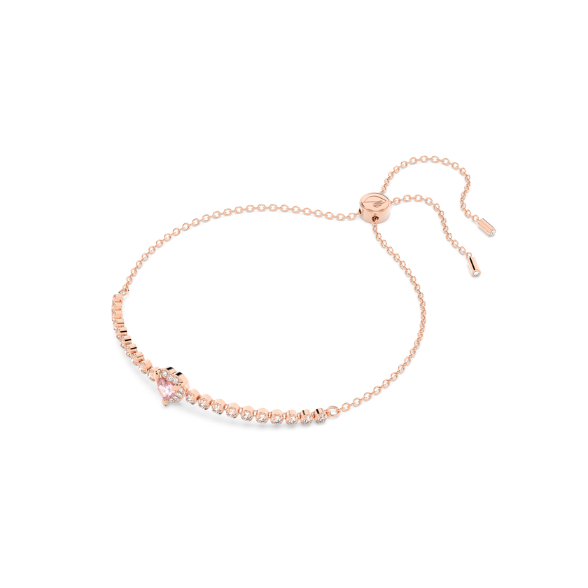 swarovski one bracelet  heart  pink  rose gold tone plated