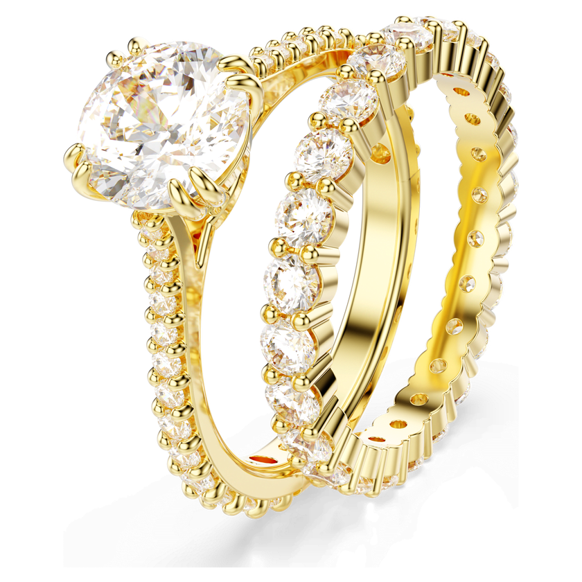 swarovski stilla ring  set  2   round cut  white  gold tone plated