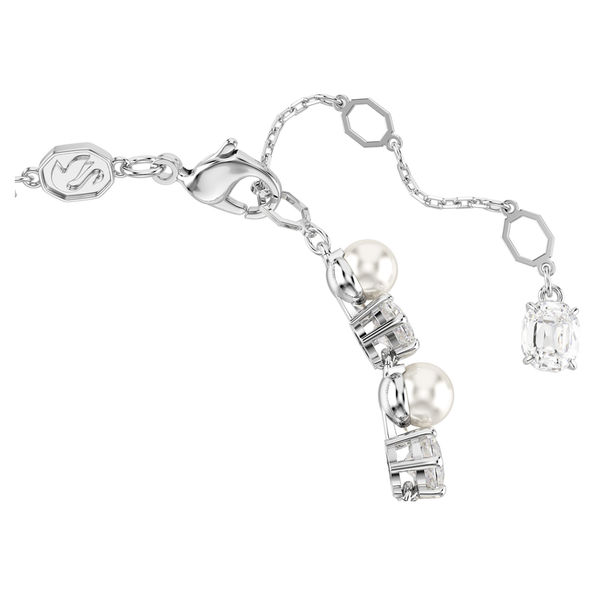 swarovski matrix tennis bracelet  crystal pearl  round cut  white  rhodium plated
