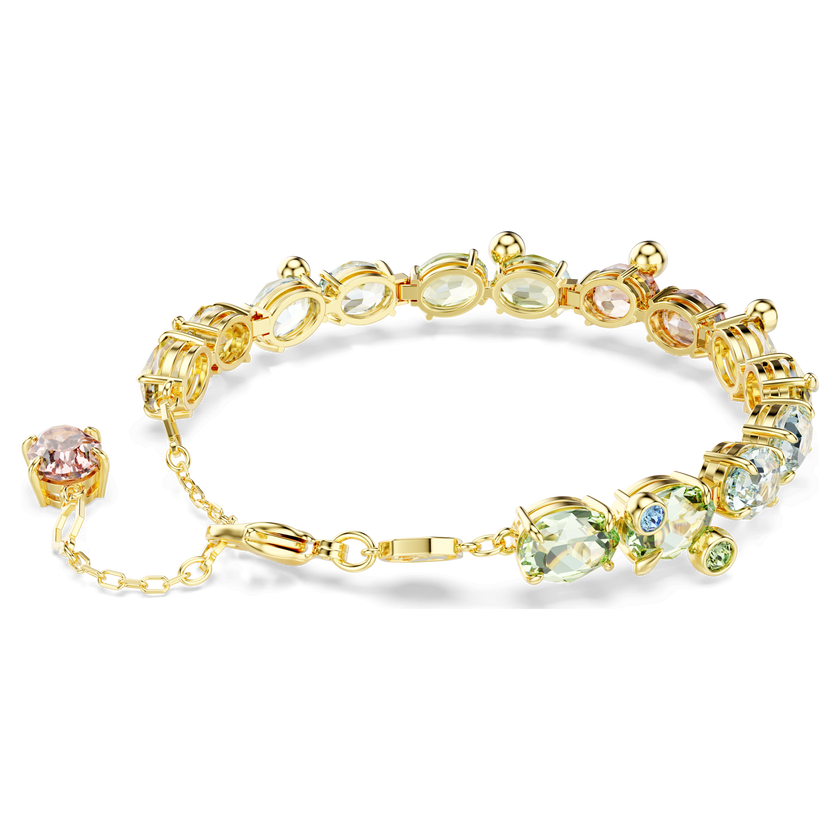 swarovski gema tennis bracelet  mixed cuts  multicolored  gold tone plated