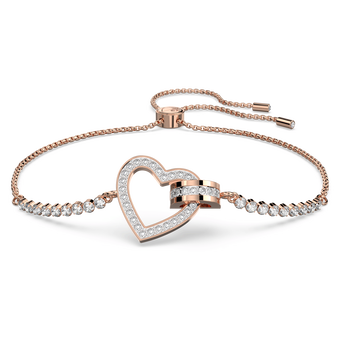 swarovski lovely bracelet  heart  white  18k rose gold finish