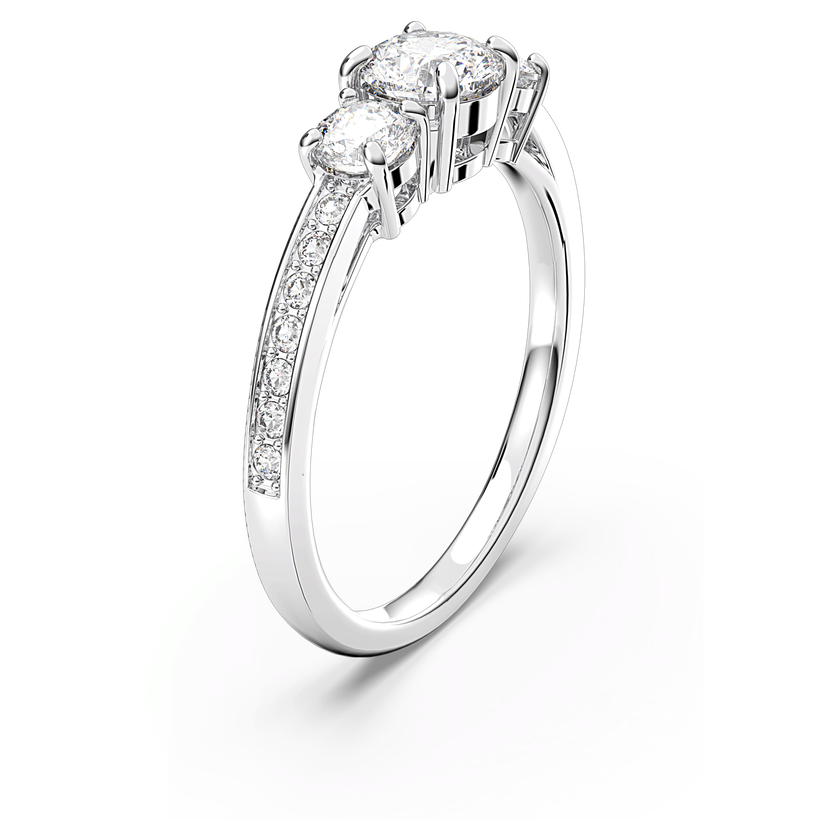 swarovski stilla attract ring  round cut  white  silver tone finish
