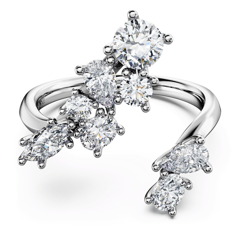 swarovski galaxy bypass ring  lab grown diamonds 1 25 ct tw  mixed shapes  18k white gold