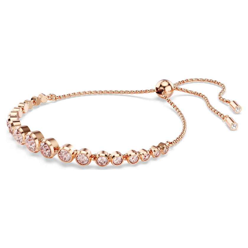 swarovski imber tennis bracelet  mixed round cuts  pink  rose gold tone plated